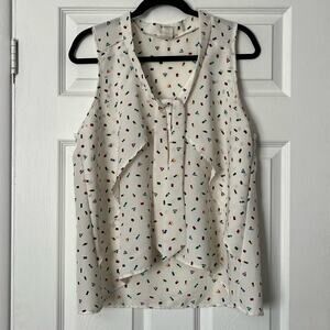 Pretty Good Tie-Neck Graphic Sailboat Print Blouse - Size L
